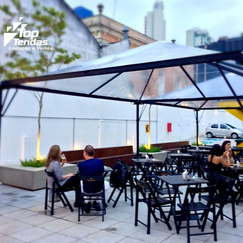 Tenda Calha Lona Cristal com Ferragem Preta